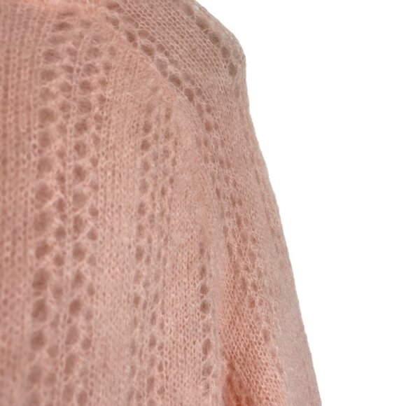 Sezane Theodore Kid Mohair Blend Open Knit Hooded Sweater Pink Size XS - Picture 9 of 10